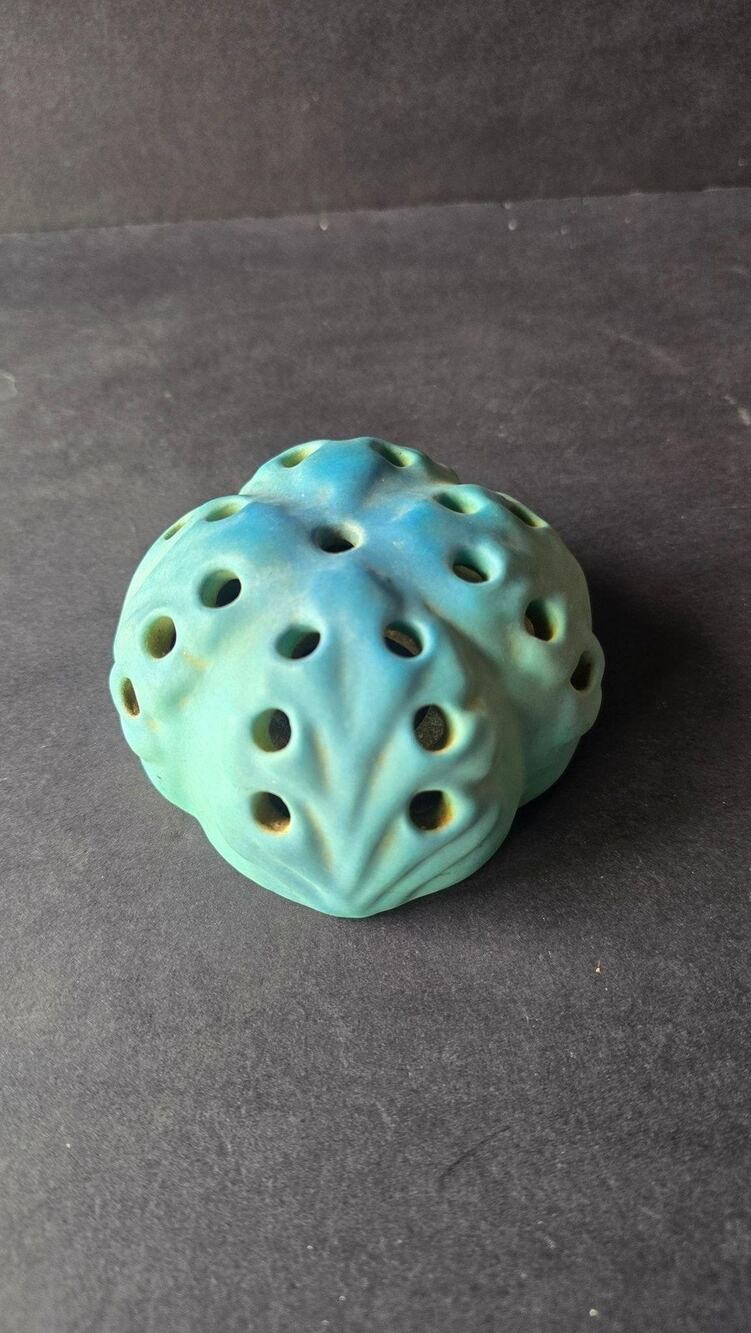 Vintage Van Briggle Blue Pottery Flower Frog Holder Signed Colorado Springs